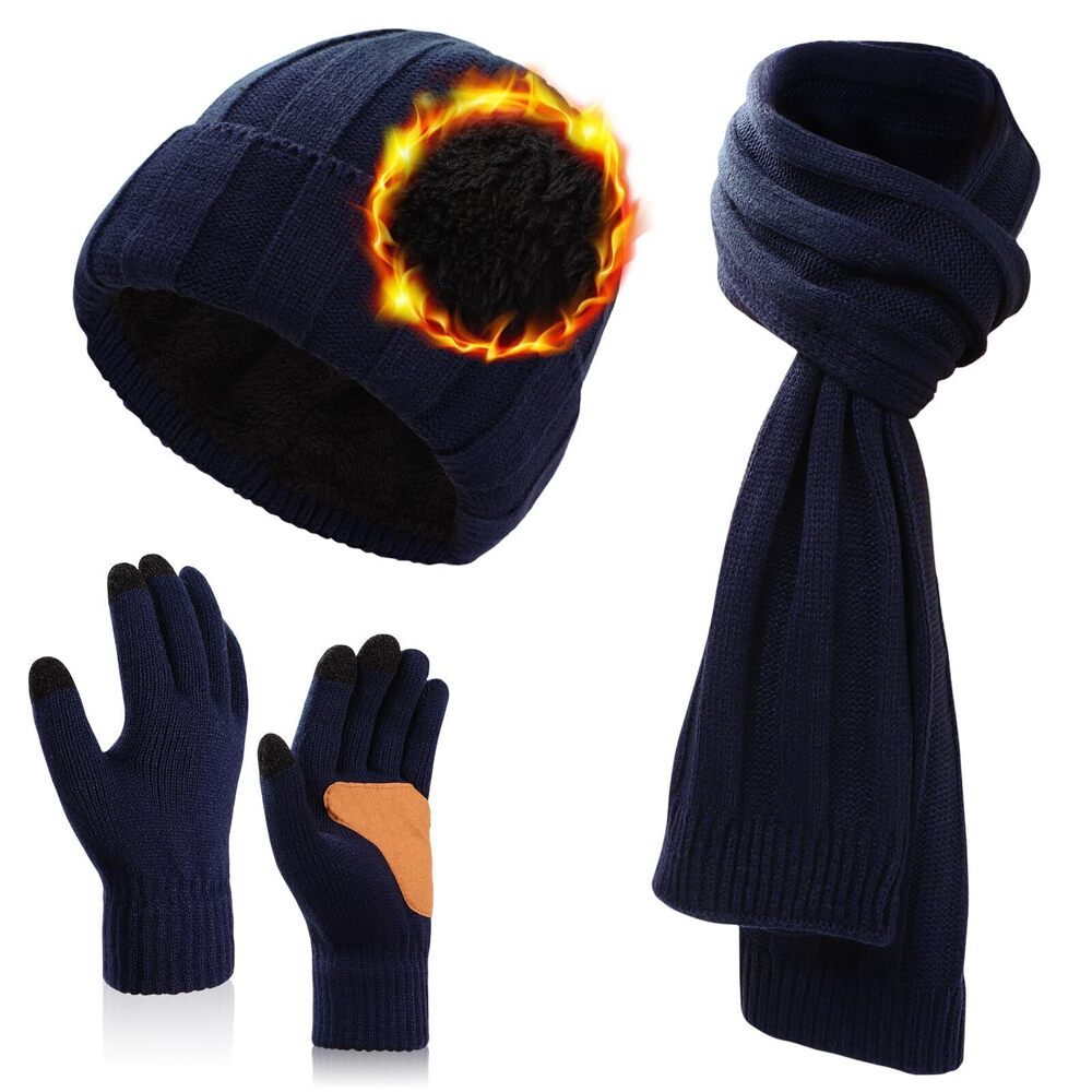 6330 Oversize XXL Winter Knit Warm Hat Fleece Beanie+Long Scarf+Touch